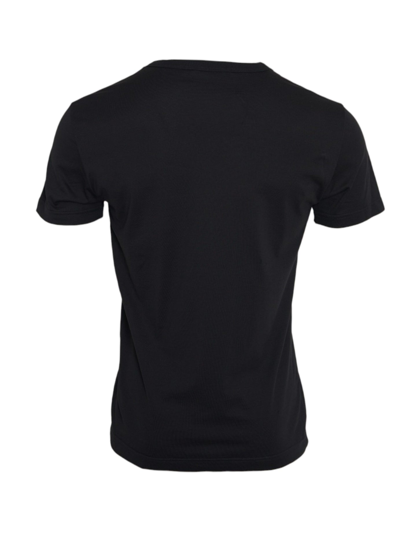 Dolce & Gabbana Schwarzes Baumwoll-Silberketten-T-Shirt mit kurzen Ärmeln