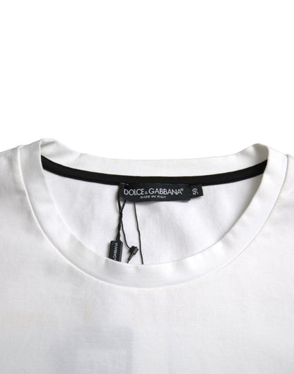 Dolce & Gabbana Weißes T-Shirt mit roten Lippen aus Baumwolle für Männer