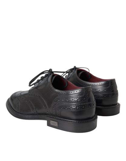 Dolce & Gabbana Schwarzes Leder Oxford Wingtip Formale Männer Schuhe
