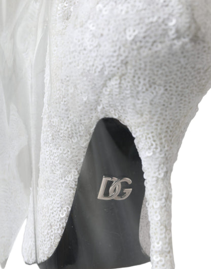 Dolce & Gabbana Weiße Absätze Stiletto Kniehohe Stiefel Schuhe