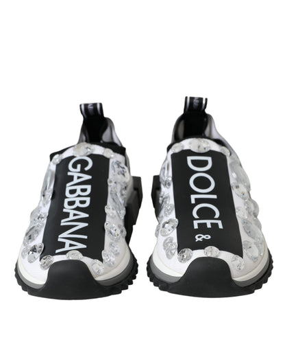 Dolce &amp; Gabbana White Sorrento Crystals Sneakers Shoes
