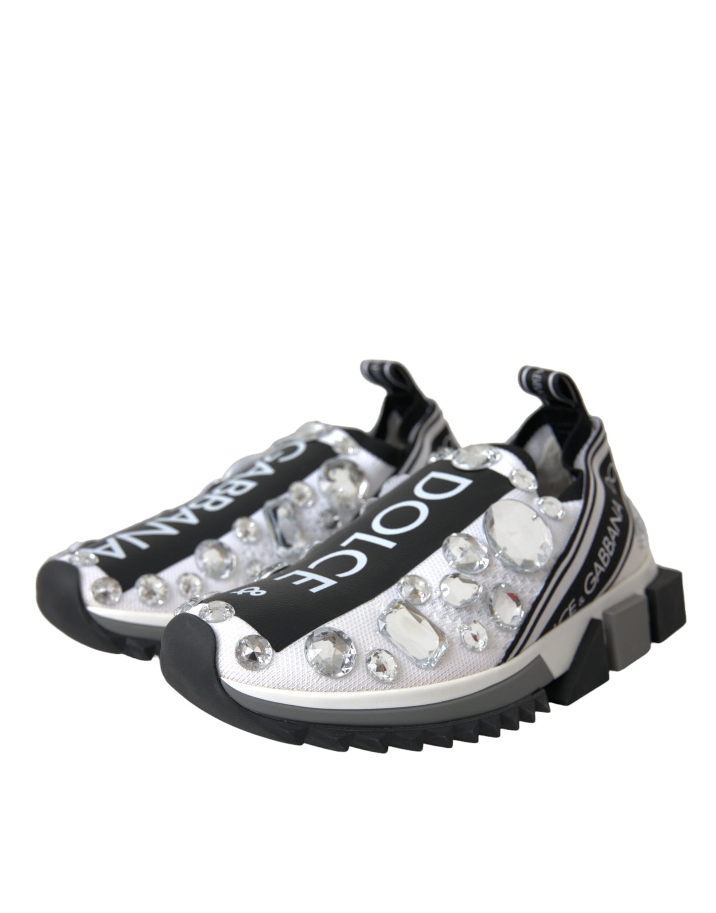 Dolce &amp; Gabbana White Sorrento Crystals Sneakers Shoes