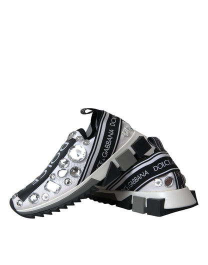 Dolce &amp; Gabbana White Sorrento Crystals Sneakers Shoes