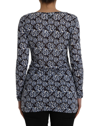 Just Cavalli Blaue florale Spitze mit langen Ärmeln Top Unterwäsche Bluse