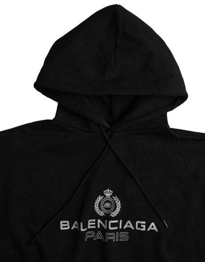 Balenciaga Schwarzes Baumwoll-Logo-Pullover-Sweatshirt mit Kapuze