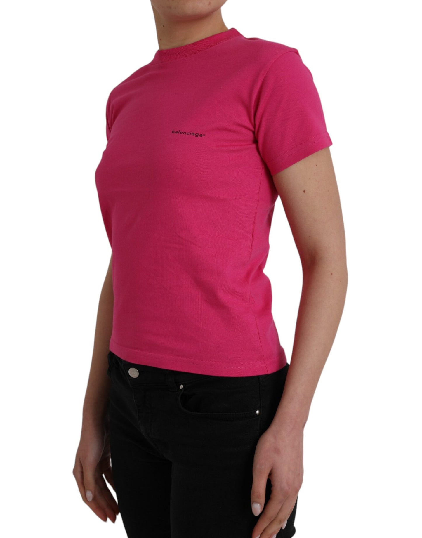 Balenciaga Pink Cotton Crew Neck Short Sleeve T-Shirt