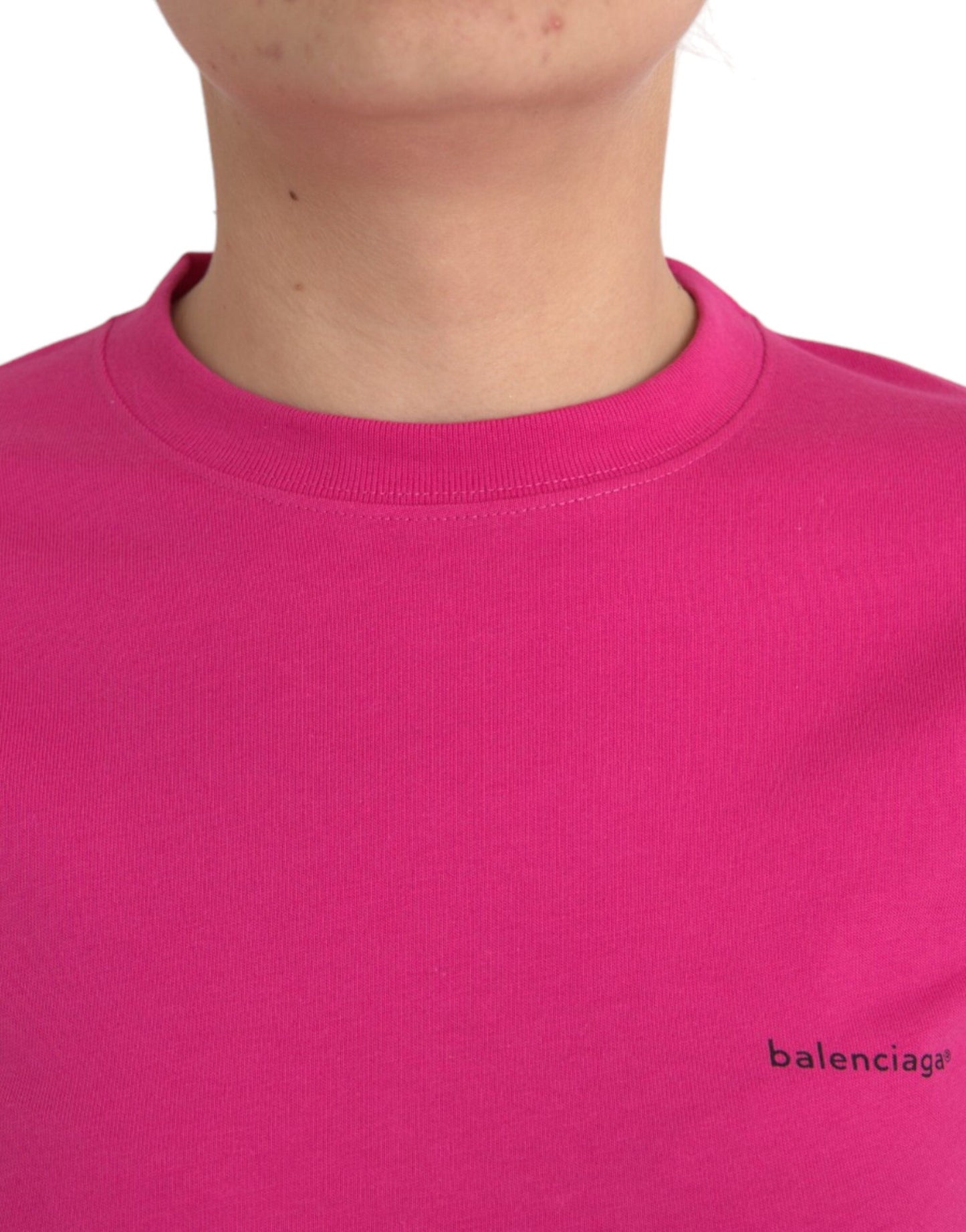 Balenciaga Pink Cotton Crew Neck Short Sleeve T-Shirt
