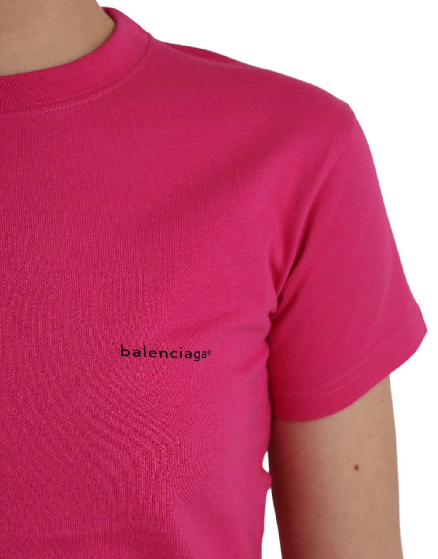 Balenciaga Pink Cotton Crew Neck Short Sleeve T-Shirt
