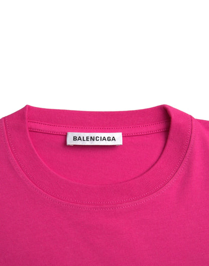 Balenciaga Pink Cotton Crew Neck Short Sleeve T-Shirt
