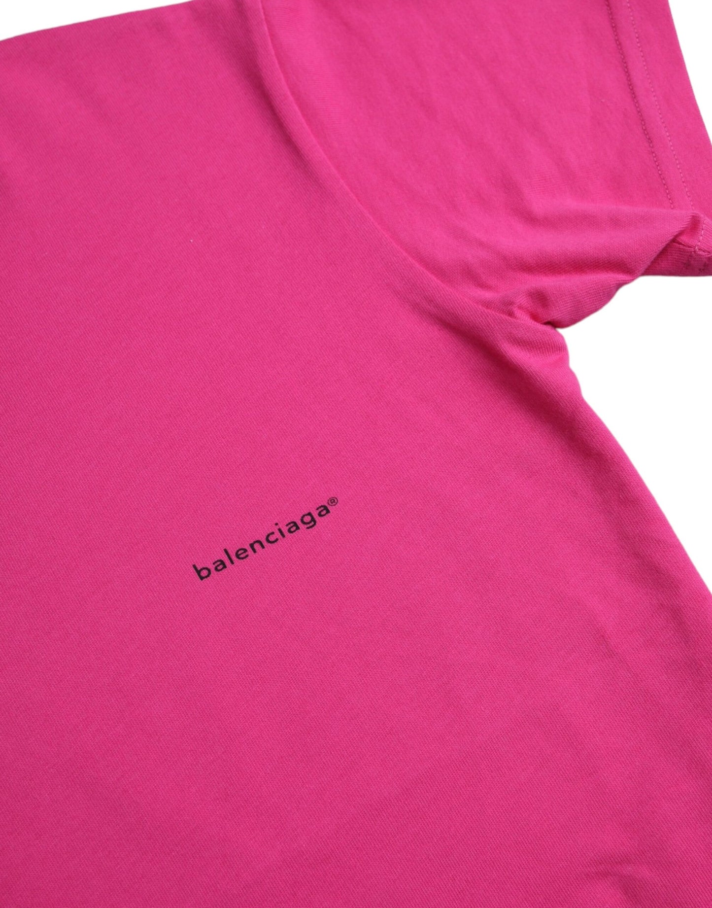 Balenciaga Pink Cotton Crew Neck Short Sleeve T-Shirt