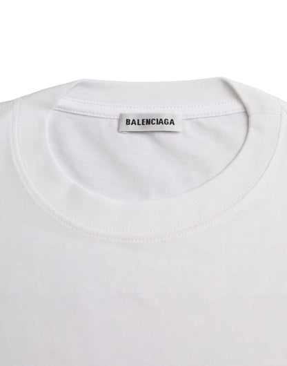 Balenciaga Weißes Baumwoll-T-Shirt mit Rundhalsausschnitt und kurzen Ärmeln