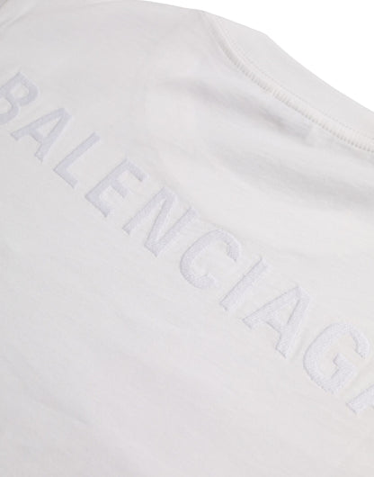Balenciaga Weißes Baumwoll-T-Shirt mit Rundhalsausschnitt und kurzen Ärmeln
