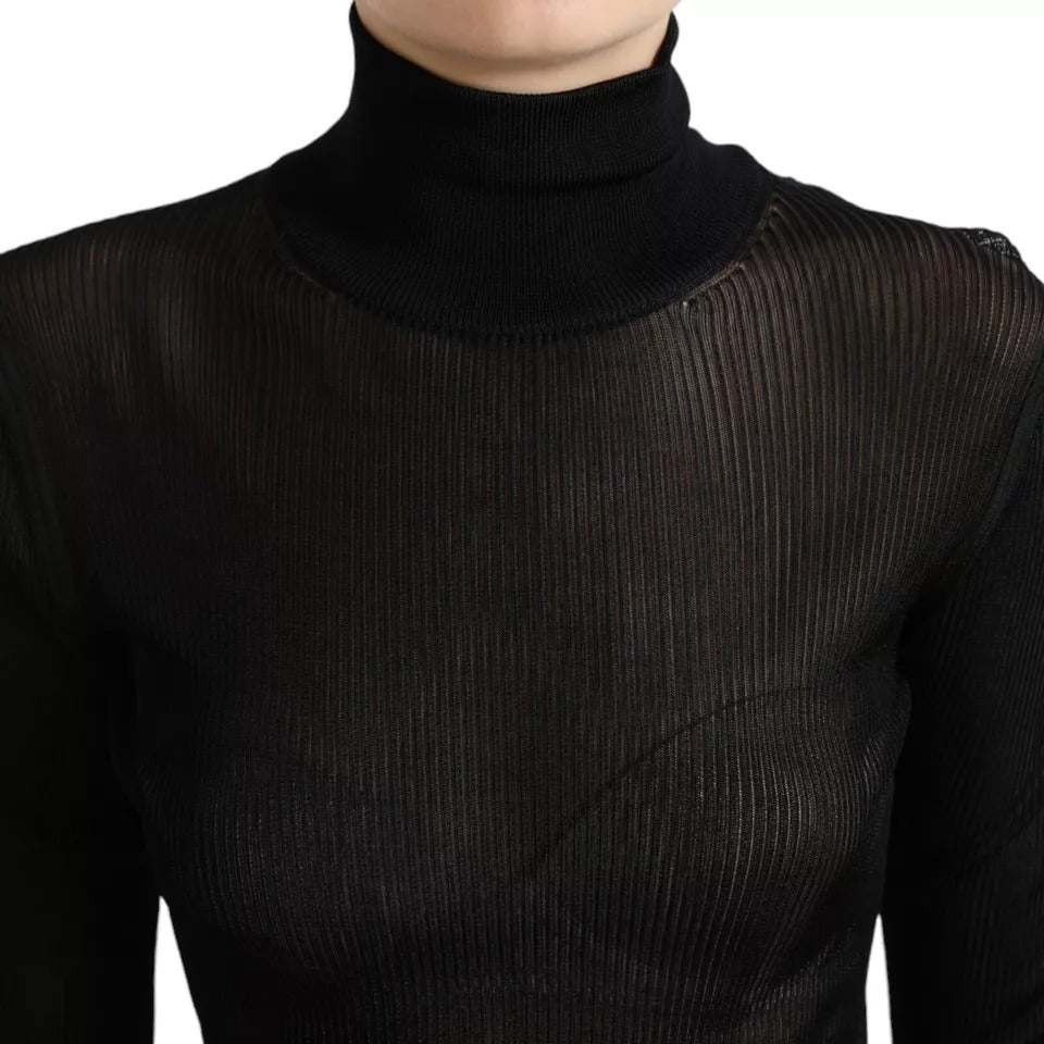 Dolce & Gabbana Schwarzer Viskose-Rollkragenpullover