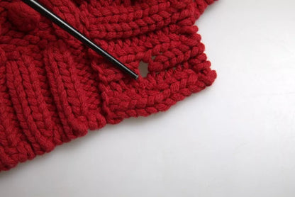 Dolce & Gabbana Rote Strickjacke mit Knopfleiste aus Wolle