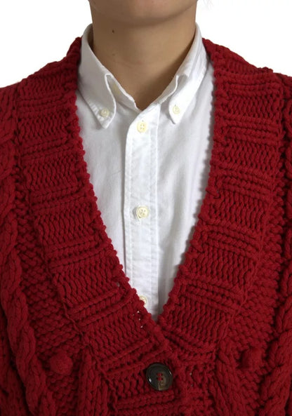 Dolce & Gabbana Rote Strickjacke mit Knopfleiste aus Wolle