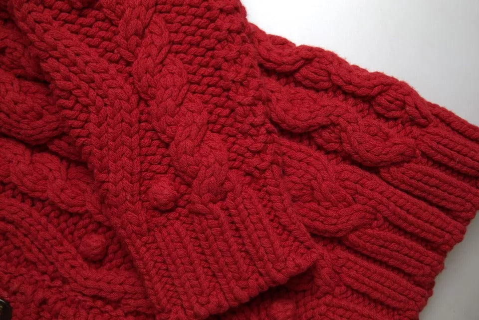 Dolce & Gabbana Rote Strickjacke mit Knopfleiste aus Wolle