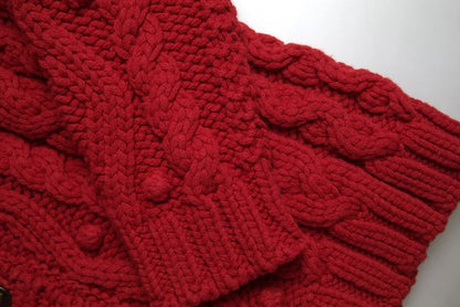 Dolce & Gabbana Rote Strickjacke mit Knopfleiste aus Wolle