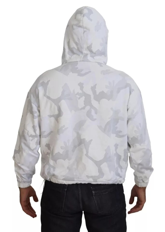 Dolce & Gabbana Weißes Kapuzen-Sweatshirt mit Camouflage
