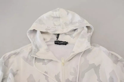 Dolce & Gabbana Weißes Kapuzen-Sweatshirt mit Camouflage