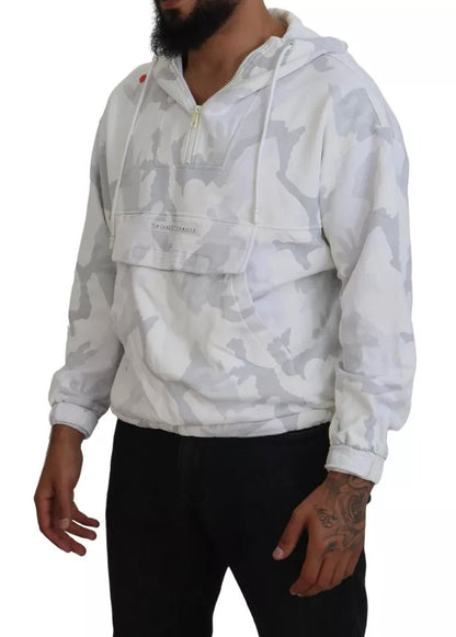 Dolce & Gabbana Weißes Kapuzen-Sweatshirt mit Camouflage