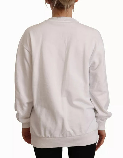 Dolce & Gabbana Weißes Sweatshirt aus Baumwolle mit Logoprägung Pullover