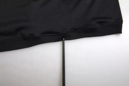 Dolce & Gabbana Schwarzes geknöpftes Kurzarm-T-Shirt mit Rundhalsausschnitt