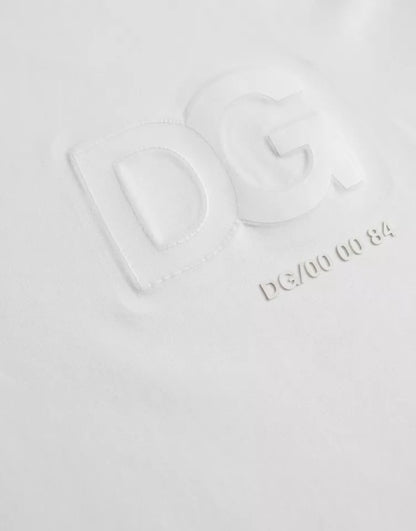Dolce & Gabbana Weißes T-Shirt mit Logo-Prägung aus Baumwolle mit Rundhalsausschnitt
