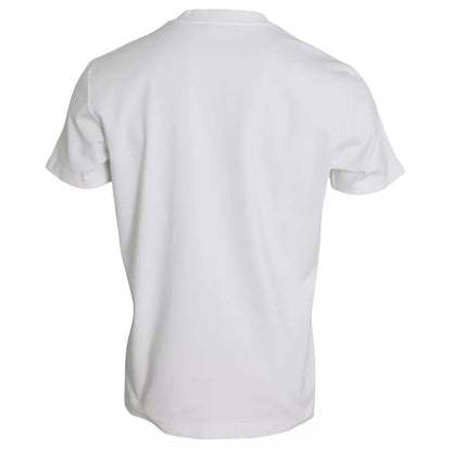 Dolce & Gabbana Weißes T-Shirt mit Logo-Prägung aus Baumwolle mit Rundhalsausschnitt