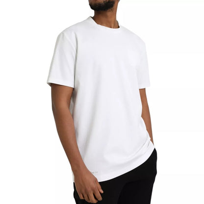Dolce & Gabbana Weißes T-Shirt mit Logo-Prägung aus Baumwolle mit Rundhalsausschnitt
