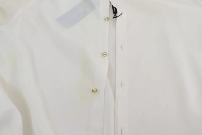 Dolce & Gabbana Weiße Bluse Ascot-Kragen Hemd Seidenoberteil
