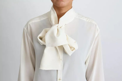 Dolce & Gabbana Weiße Bluse Ascot-Kragen Hemd Seidenoberteil
