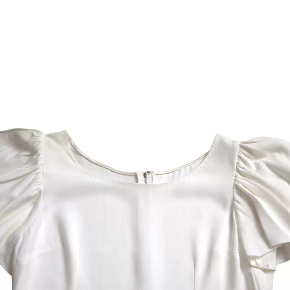 Dolce & Gabbana Weißes Viskose-Rundhals-Top mit kurzen Ärmeln