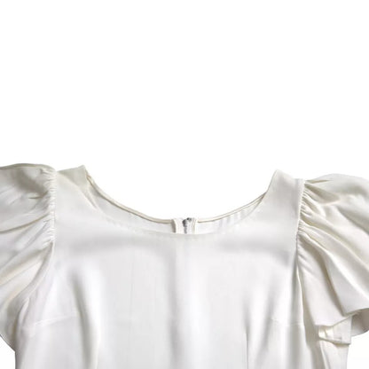 Dolce & Gabbana Weißes Viskose-Rundhals-Top mit kurzen Ärmeln