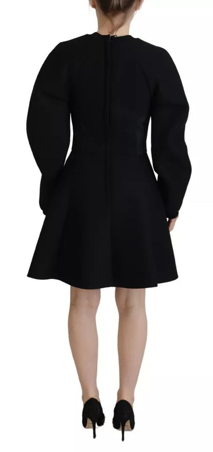 Dolce &amp; Gabbana Black Long Sleeve A-Line Cotton Mini Dress
