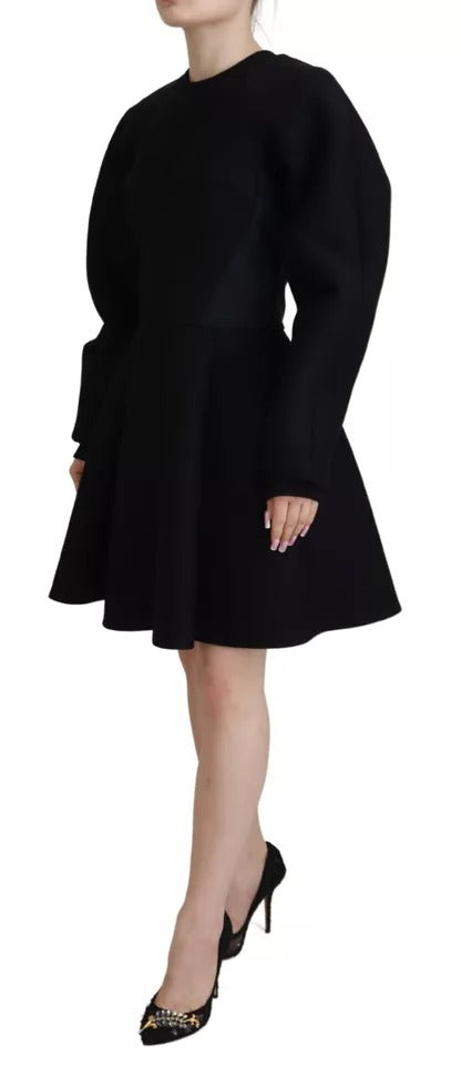 Dolce &amp; Gabbana Black Long Sleeve A-Line Cotton Mini Dress
