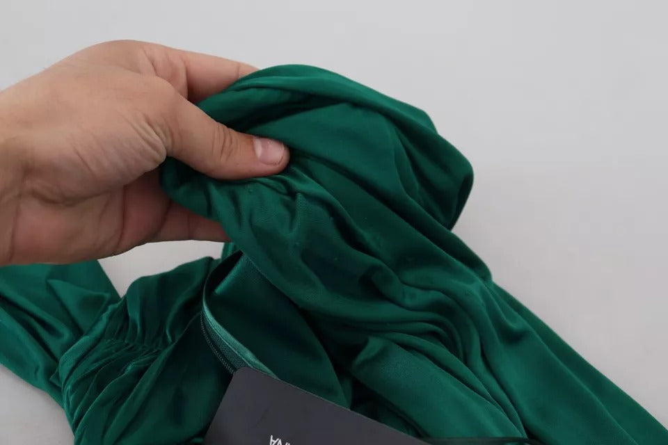 Dolce &amp; Gabbana Dark green long-sleeved viscose midi dress