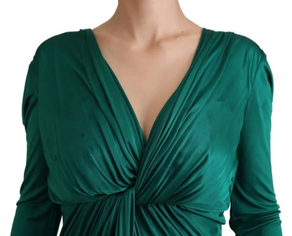 Dolce &amp; Gabbana Dark green long-sleeved viscose midi dress