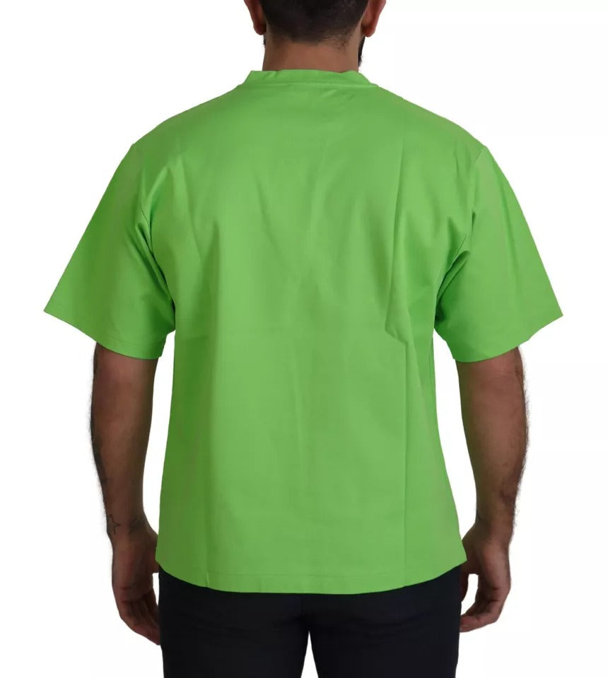 Dolce & Gabbana Grünes Baumwoll-T-Shirt DG CHANNEL Top