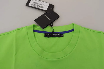 Dolce & Gabbana Grünes Baumwoll-T-Shirt DG CHANNEL Top