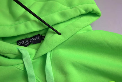 Dolce & Gabbana Neongrüner Logo-Pullover mit Kapuze Sweatshirt Pullover