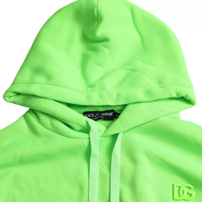 Dolce & Gabbana Neongrüner Logo-Pullover mit Kapuze Sweatshirt Pullover