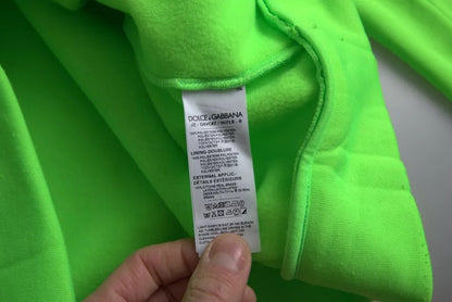 Dolce & Gabbana Neongrüner Logo-Pullover mit Kapuze Sweatshirt Pullover