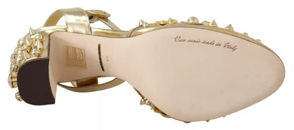 Dolce & Gabbana Gold Nieten Vally Slingback Sandalen Schuhe