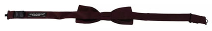 Dolce & Gabbana Bordeaux Seide Verstellbare Hals Männer Fliege