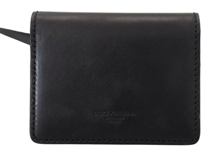 Dolce & Gabbana Schwarzes Leder Bifold Shoulder Sling Frauen Brieftasche