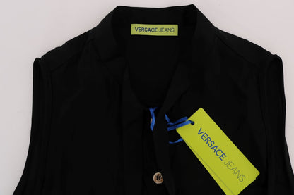 Versace Jeans Schwarzes ärmelloses Viskoseblusentop