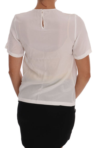 Dolce & Gabbana Weißes Seiden-T-Shirt ITALIA IS LOVE Bluse