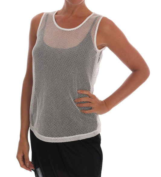 Dolce & Gabbana Weißes Netz-Tank-Transparent-Top