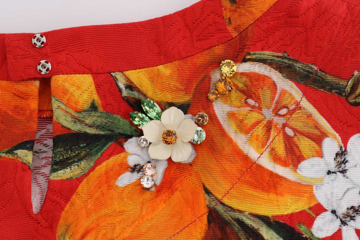 Dolce & Gabbana Orangefarbene Bluse mit Kristallverzierung