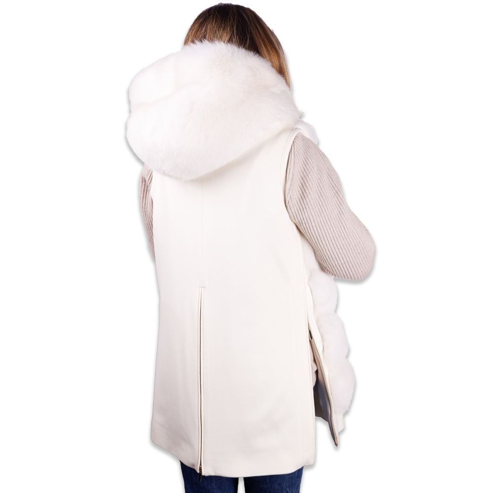 Made in Italy Weißer Wollmantel für Frauen